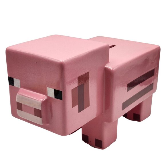 Minecraft Pink Pig Ceramic Coin Piggy Bank Decorative 8X6X4.5 Inch - Picture 2 of 7